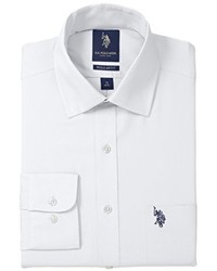 U.S. Polo Assn. Solid Broadcloth Semi Spread Collar Dress Shirt