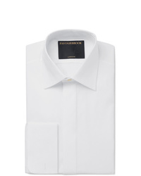 Favourbrook White Bib Front Double Cuff Cotton Poplin Tuxedo Shirt