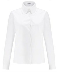 Svek White Cotton Hidden Collar Shirt