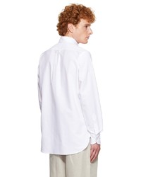 Drake's White Cotton Oxford Shirt