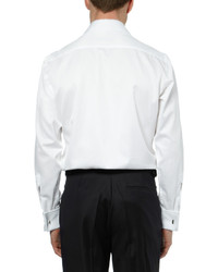 Canali White Cotton Piqu Tuxedo Shirt