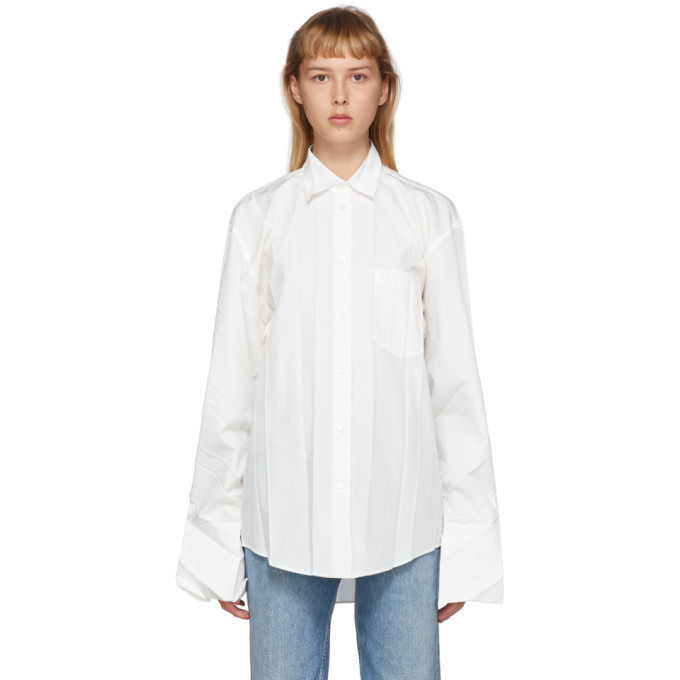 Balenciaga White Cotton Plissee Shirt, $1,290 | SSENSE | Lookastic