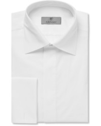 Canali White Double Cuff Cotton Piqu Tuxedo Shirt