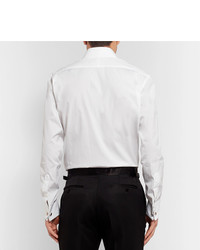 Favourbrook White Double Cuff Ruffled Front Cotton Poplin Tuxedo Shirt