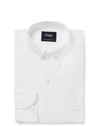 Drake's White Easyday Button Down Collar Cotton Oxford Shirt