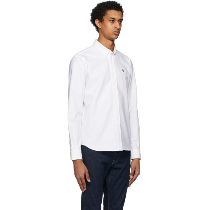 MAISON KITSUNÉ White Fox Head Oxford Shirt, $164 | SSENSE | Lookastic.com
