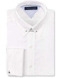 Tommy Hilfiger White French Cuff Dress Shirt With Collar Bar