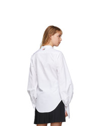 Thom Browne White Gathered Sleeve Shirt