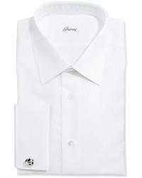 Brioni White On White Stripe Dress Shirt White