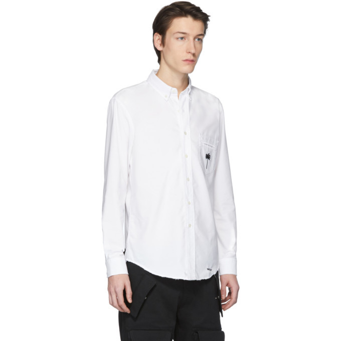 Palm Angels White Palm X Palm Ripped Oxford Shirt, $239 | SSENSE ...