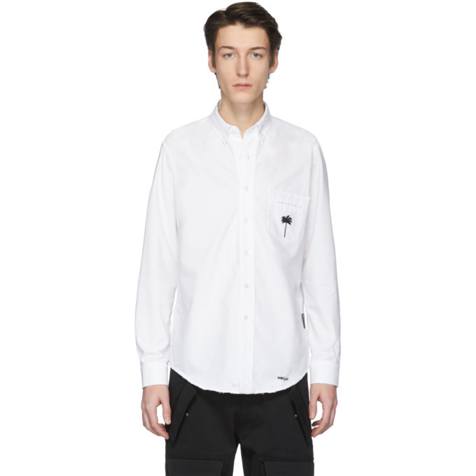 Palm Angels White Palm X Palm Ripped Oxford Shirt, $239 | SSENSE ...