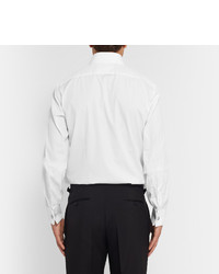 Tom Ford White Pleated Cotton Tuxedo Shirt