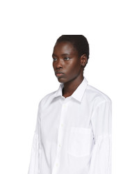Comme des Garcons Homme Plus White Shirred Sleeve Shirt