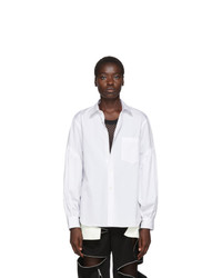 Comme des Garcons Homme Plus White Shirred Sleeve Shirt