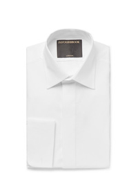 Favourbrook White Slim Fit Bib Front Double Cuff Cotton Tuxedo Shirt