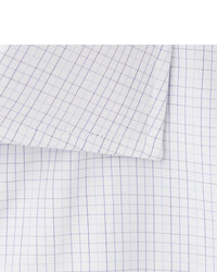 Turnbull & Asser White Slim Fit Cutaway Collar Checked Cotton Poplin Shirt