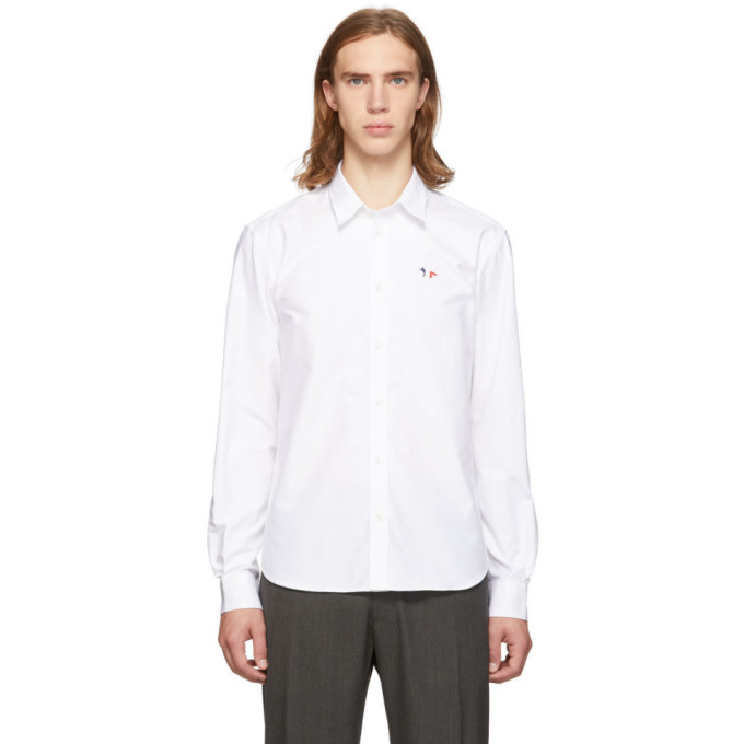 MAISON KITSUNÉ White Tricolor Fox Oxford Shirt, $126 | SSENSE | Lookastic