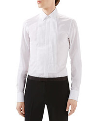 Gucci White Tux Pleated Bib Shirt W French Cuffs