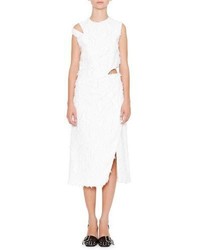 Jil Sander Antartide Sleeveless Cold Shoulder Dress Off White