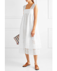 Tory Burch Broderie Anglaise Cotton Dress White