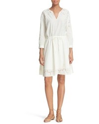 The Kooples Broderie Anglaise Detail Cotton Dobby Dress