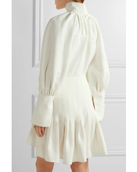Ellery Butler Asymmetric Pleated Twill Mini Dress Off White