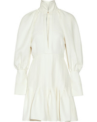 Ellery Butler Asymmetric Pleated Twill Mini Dress Off White