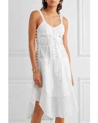Chloé Button Detailed Cotton Voile Dress White
