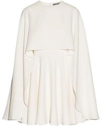 Alexander McQueen Cape Back Silk Cady Mini Dress Ivory