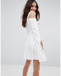 Asos Cold Shoulder Crepe Extreme Split Sleeve Mini Dress