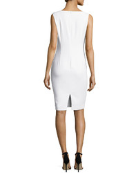 St. John Collection Classic Cady Scoop Neck Dress White