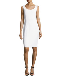 St. John Collection Classic Cady Scoop Neck Dress White