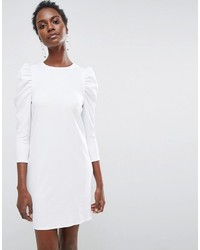Asos Crepe Mini Dress With Puff Sleeves