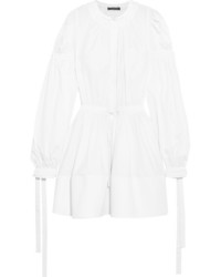 Alexander McQueen Gathered Cotton Poplin Mini Dress White