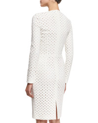 Tom Ford Long Sleeve Broderie Anglaise Dress Chalk