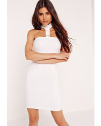Missguided D Ring Choker Halter Mini Dress White