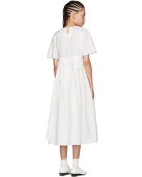 Sara Lanzi Off White Pleated Poplin Dress