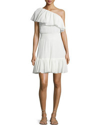 Rebecca Taylor One Shoulder Tiered Gauze Dress White
