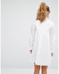 Asos Petite Petite Long Sleeve Cotton Pleated Dress