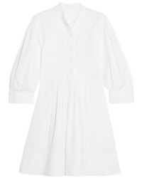 Chloé Pleated Cotton Poplin Dress White