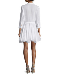Zadig & Voltaire Ranil 34 Sleeve Poplin A Line Dress Blanc