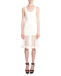 Givenchy Scoop Neck Sheer Inset Tank Dress White