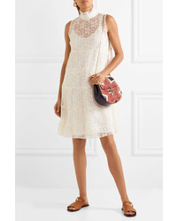 See by Chloe See By Chlo Tiered Pliss Lace Mini Dress Off White