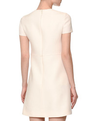 Valentino Short Sleeve Pleated Front Mini Dress Off White