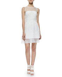 French Connection Sleeveless Glacier Wave Jacquard Dress White