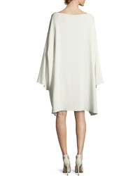 The Row Tharpe Charmeuse Long Sleeve Minidress Off White