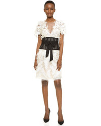 Marchesa Tulle Cocktail Dress With Feathers