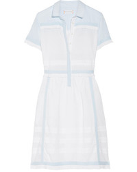 Chinti and Parker Two Tone Ruffled Cotton Voile Dress White