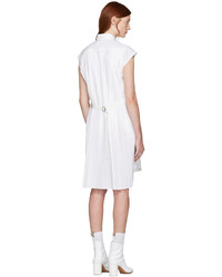 Sacai White Classic Shirting Pleated Dress