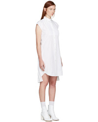 Sacai White Classic Shirting Pleated Dress